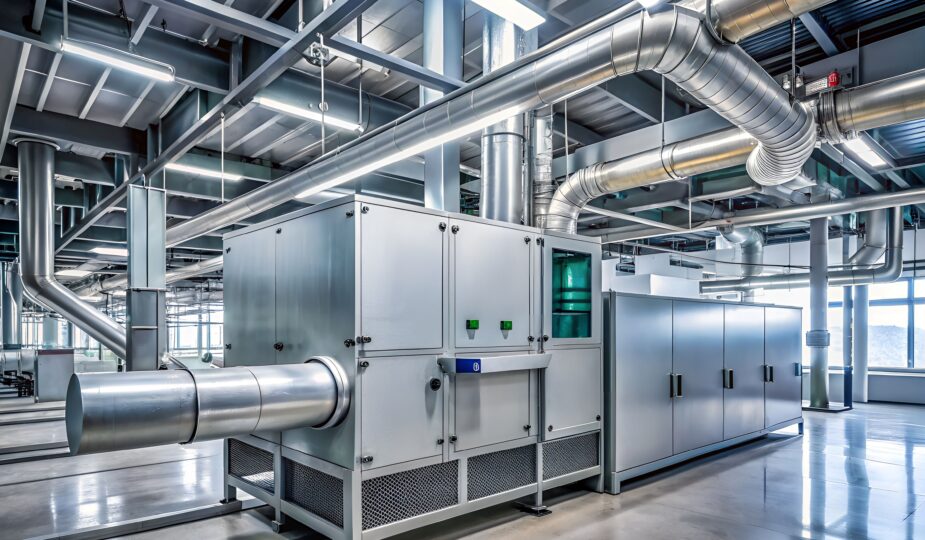 Eine industrielle Umgebung mit moderner Technik und Rohrleitungen