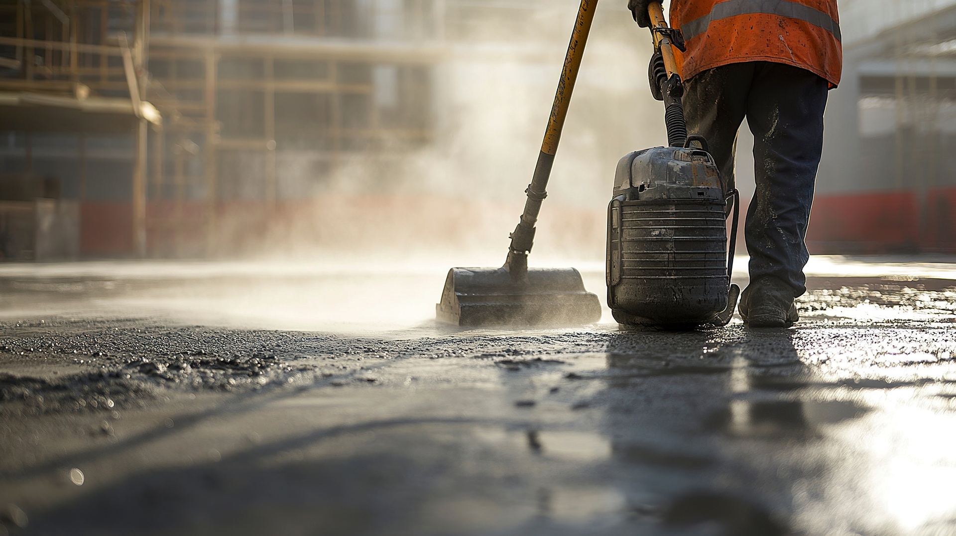 schaumsprueher bei bodenreinigung im industrieumfeld