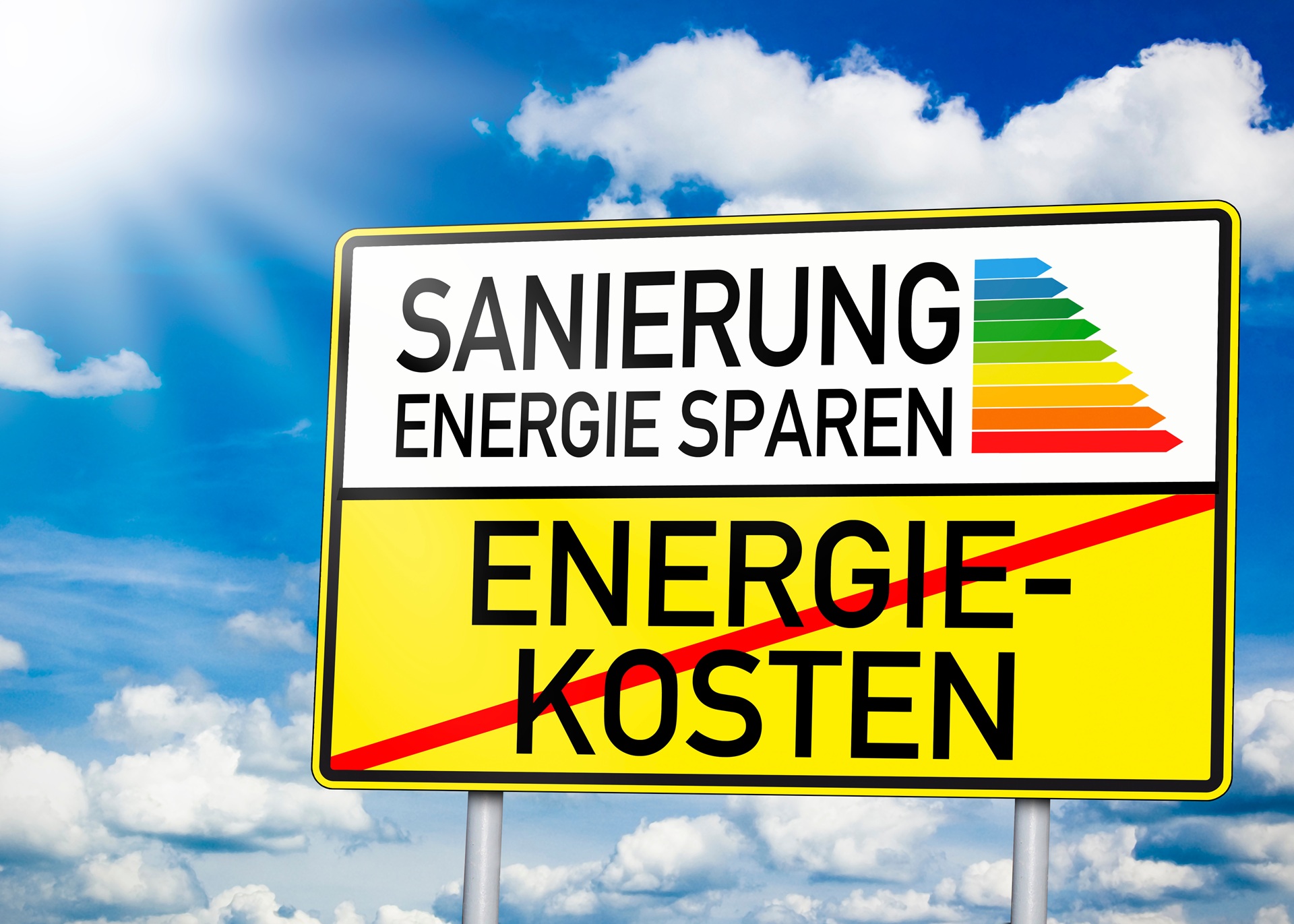 Schild mit Hinweis auf Energiesparen | Entrümpelung Ludwigsburg
