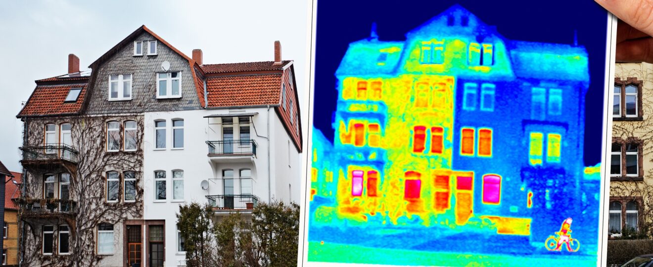 Thermografieaufnahme einer Altbaufassade | Entrümpelung Ludwigsburg