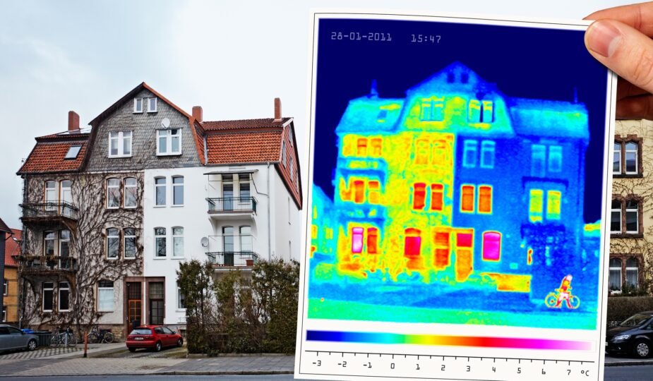 Thermografieaufnahme einer Altbaufassade | Entrümpelung Ludwigsburg
