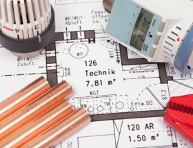 Bauplan mit Heiztechnik und Kupferrohren | LED Module