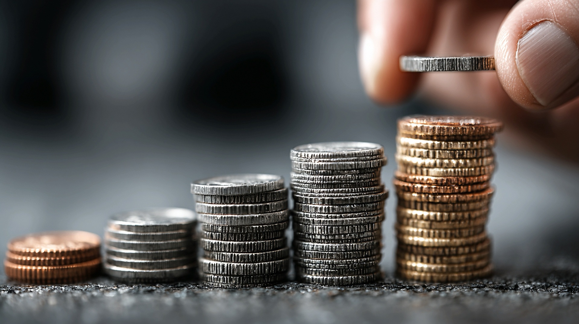 Gestapelte Münzen symbolisieren Kosteneinsparung | Staubsauger Industrie